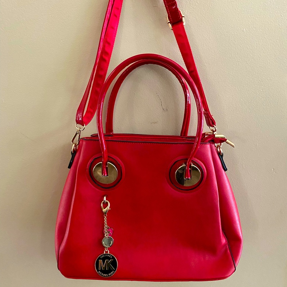 Red Michael Kors purse AND wallet for sale.